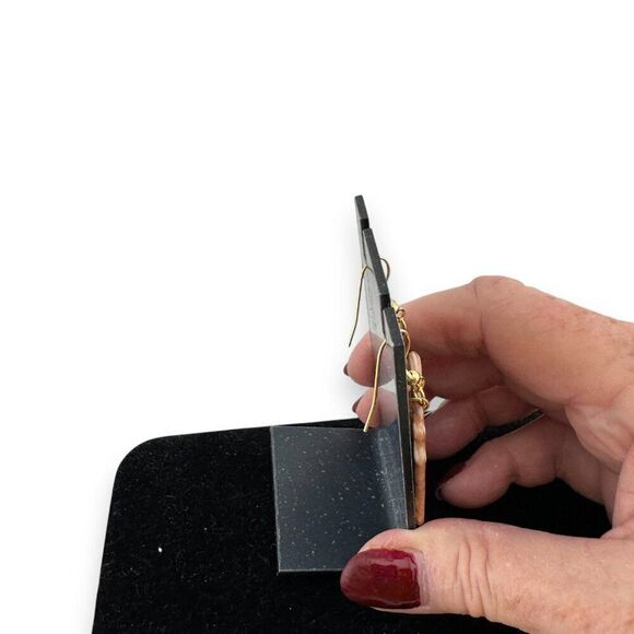 Coffee Break Gnome Earrings Gold Plated Earwires - Picture 5 of 8